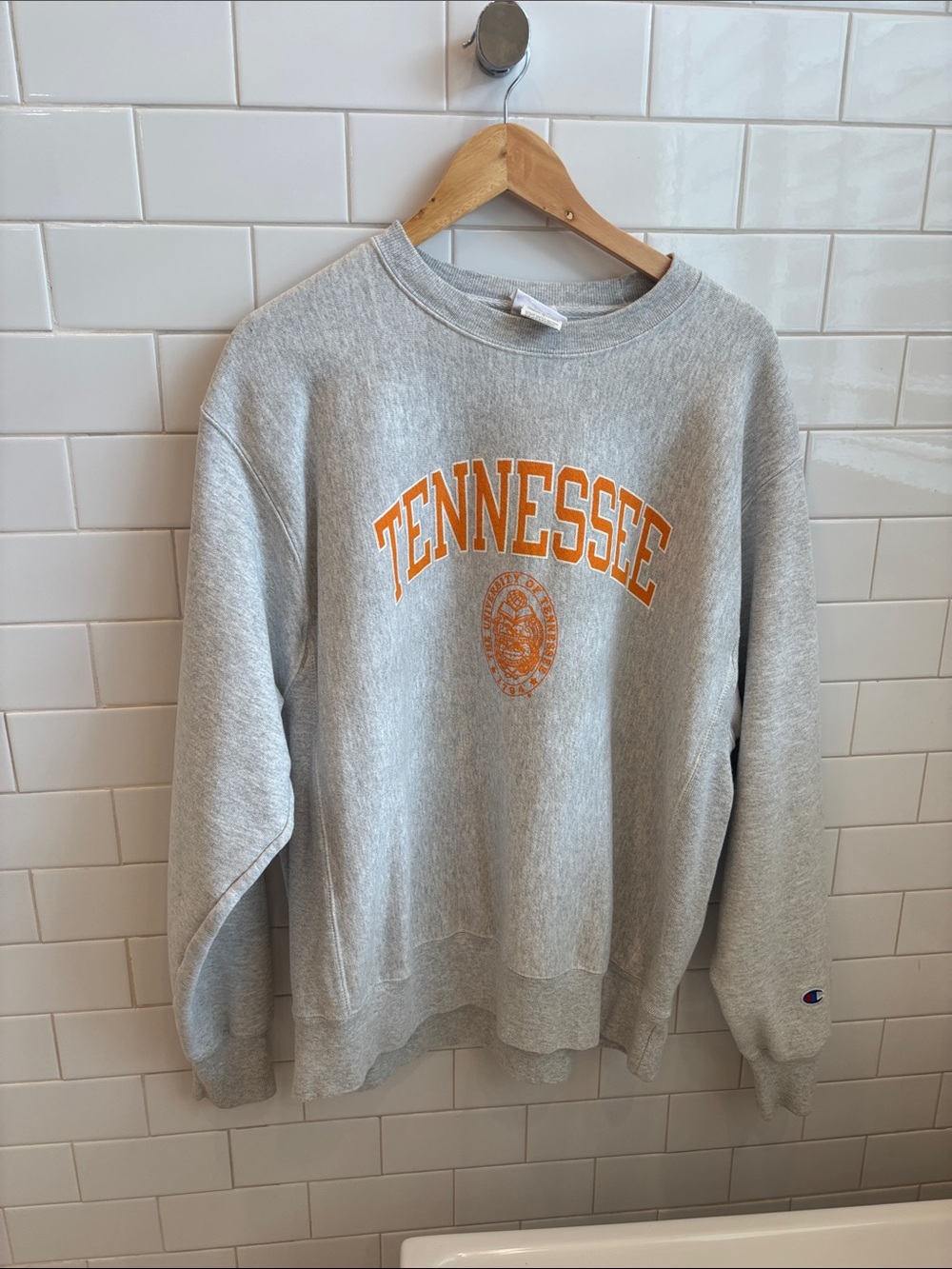 Champion Gray Sweatshirt with Orange Tennessee Arch..worn maybe once